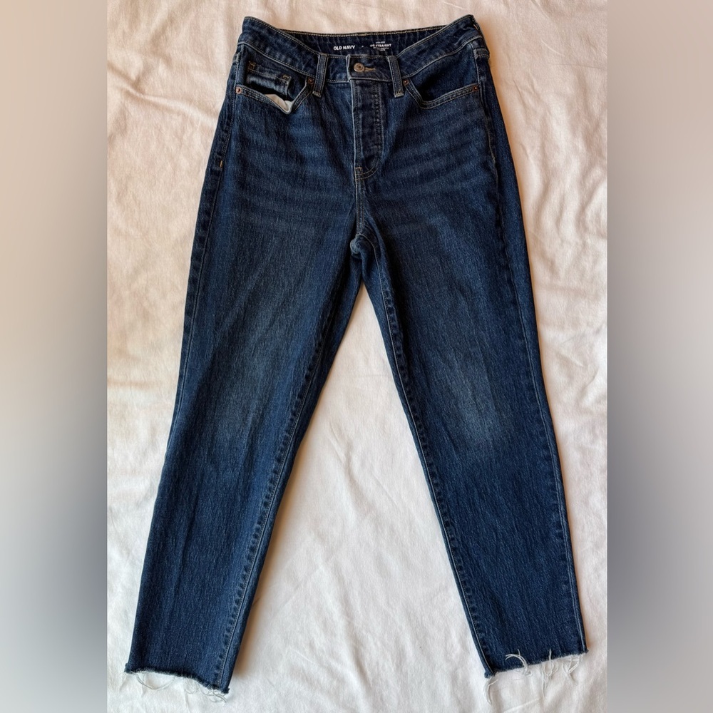 High-Waisted Button-Fly OG Straight Ankle Jeans | Old Navy | size 4 - Picture 2 of 7